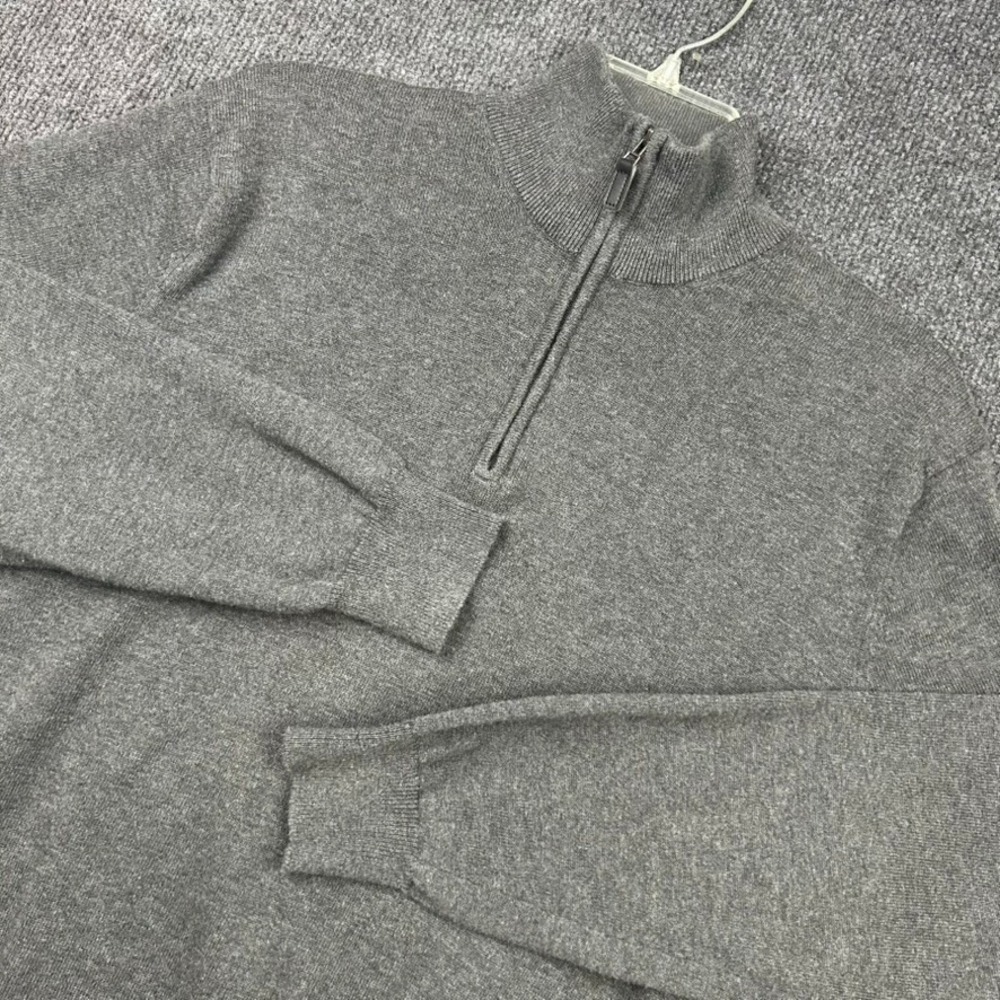 JOS A BANK Traveler Men's Sweater 1/4 Zip Long Sleeve Gray Casual Preppy Dad - L